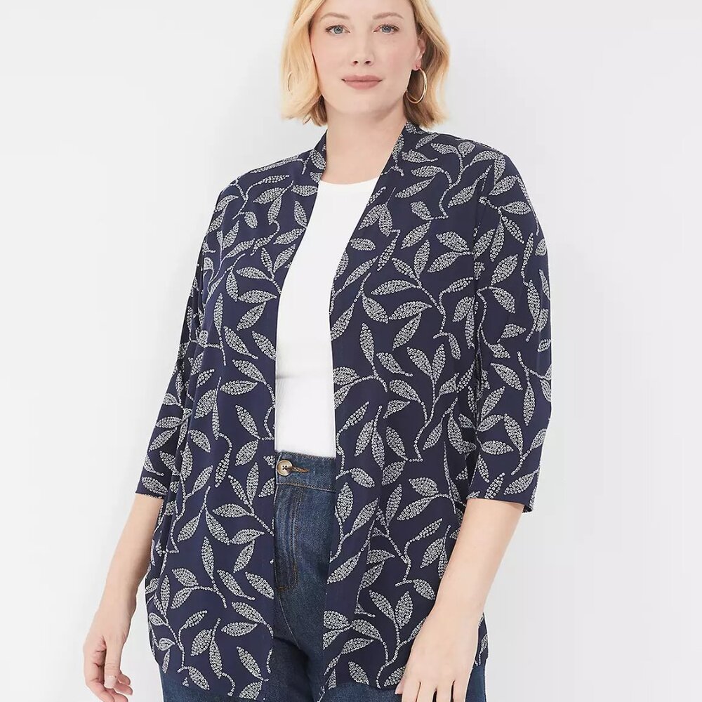 Lane Bryant Blue Floral Open Relaxed Overpiece Size 18/20 2X New With Tags - Picture 1 of 8